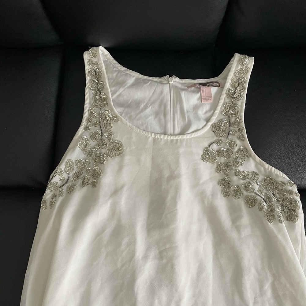 Forever 21 White Silver Beaded Tank - Picture 2 of 4